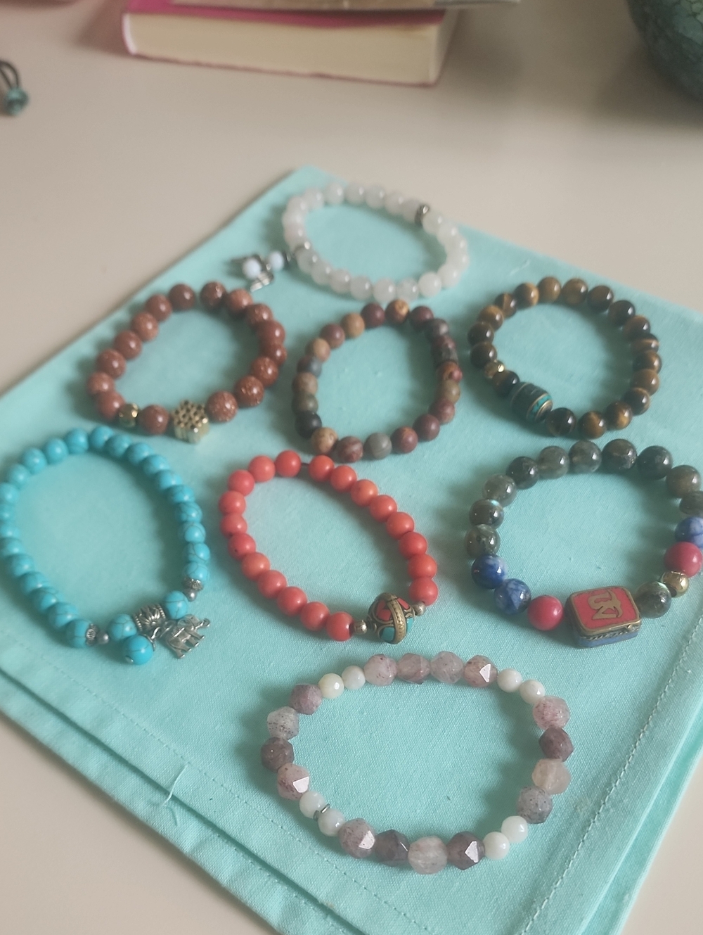 Boho Beaded Stretch Bracelet - Turquoise, Coral & Multicolor Set